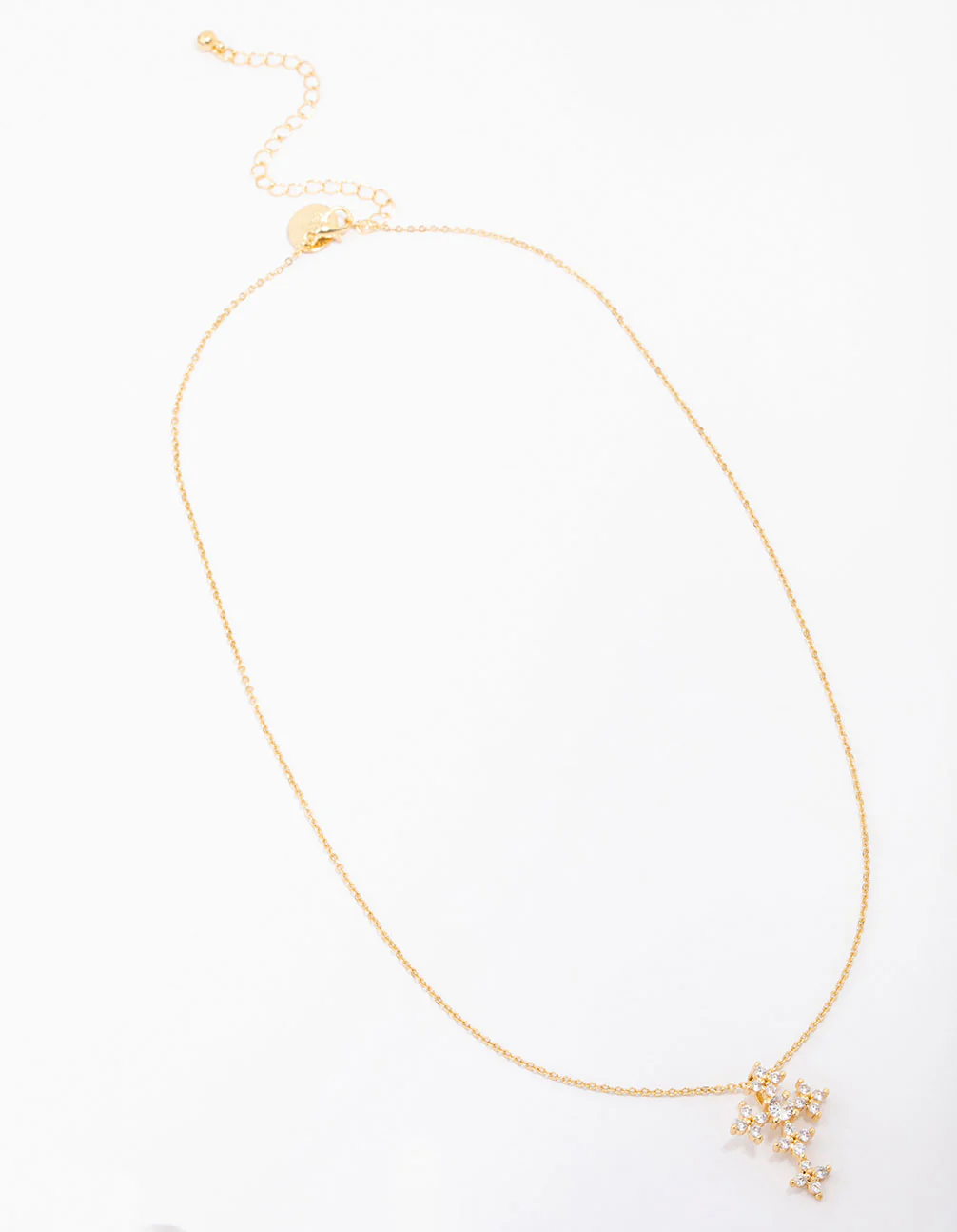 Gold Plated Cubic Zirconia Dolce Cross Pendant Necklace - Image 2