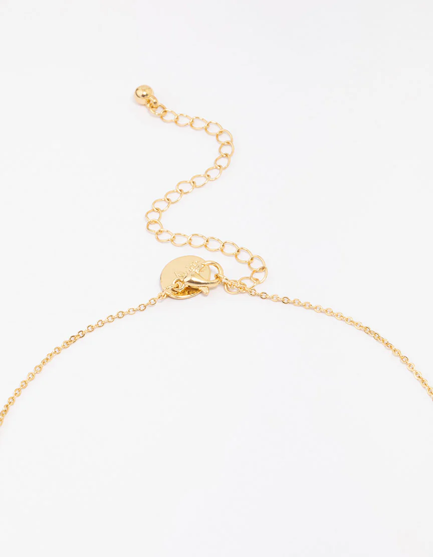 Gold Plated Cubic Zirconia Dolce Cross Pendant Necklace - Image 3