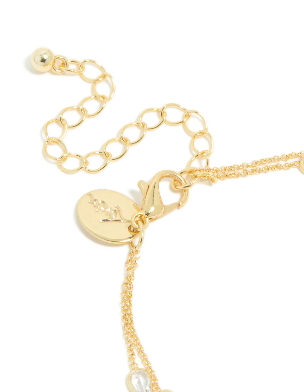 Gold Plated Cubic Zirconia Double Chain Layered Bracelet - Image 4