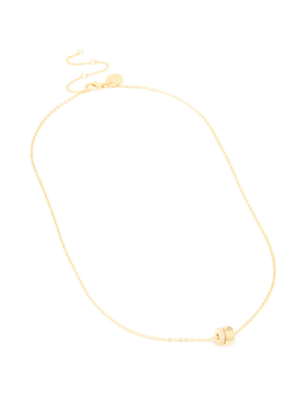 Gold Plated Cubic Zirconia Double Circle Pendant Necklace - Image 4