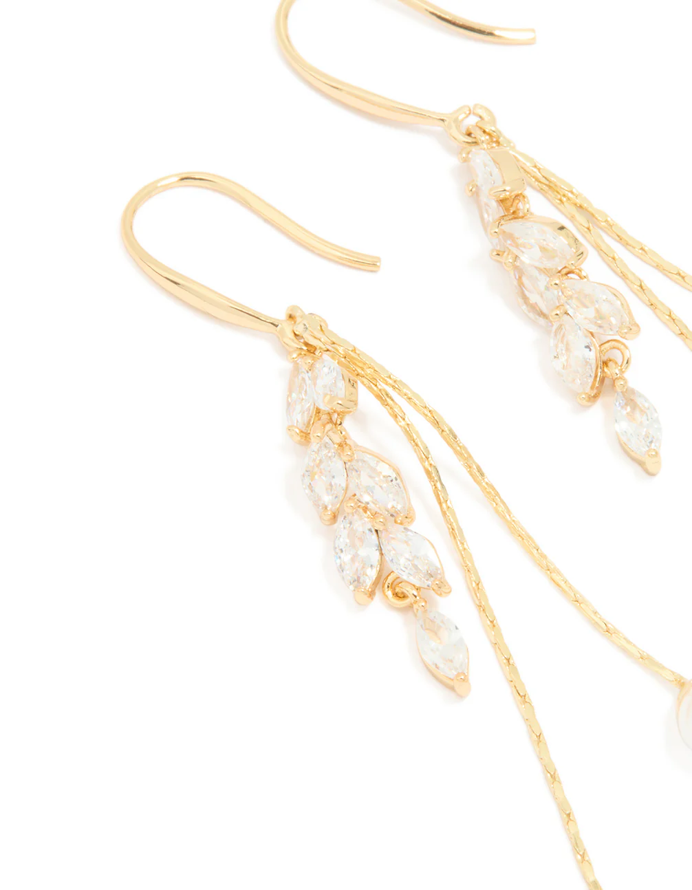 Gold Plated Cubic Zirconia Double Pearl Hook Earrings - Image 4