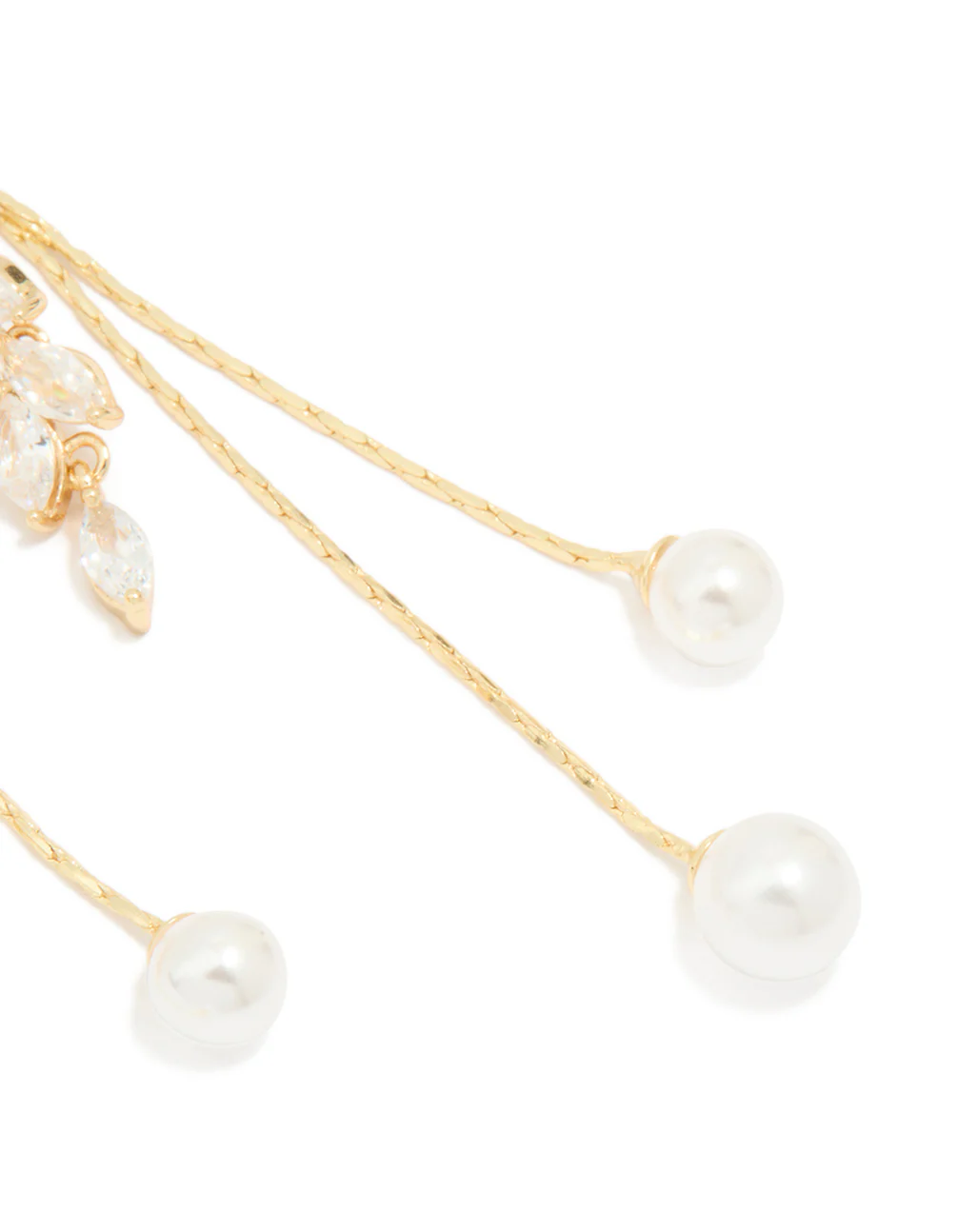 Gold Plated Cubic Zirconia Double Pearl Hook Earrings - Image 5