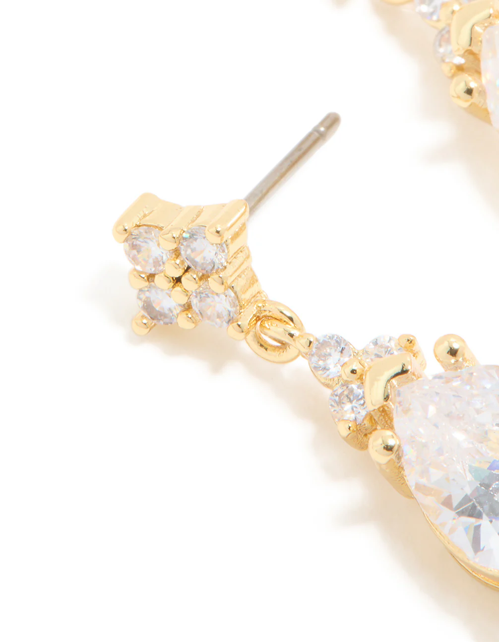Gold Plated Cubic Zirconia Drop Earrings - Image 2