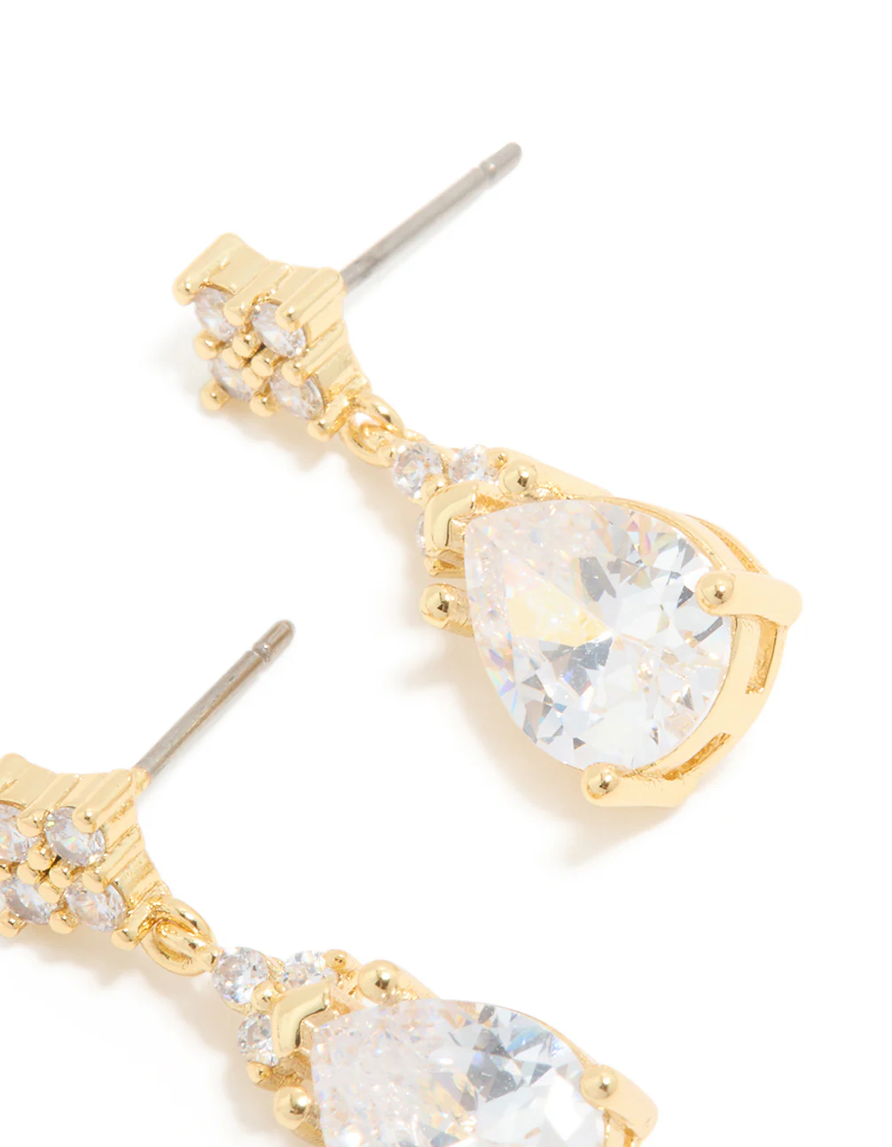 Gold Plated Cubic Zirconia Drop Earrings - Image 3