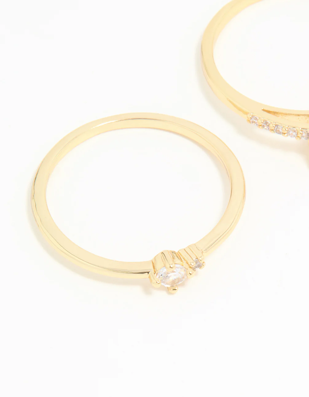 Gold Plated Cubic Zirconia Elegant Pear Stacking Rings 3-Pack - Image 2