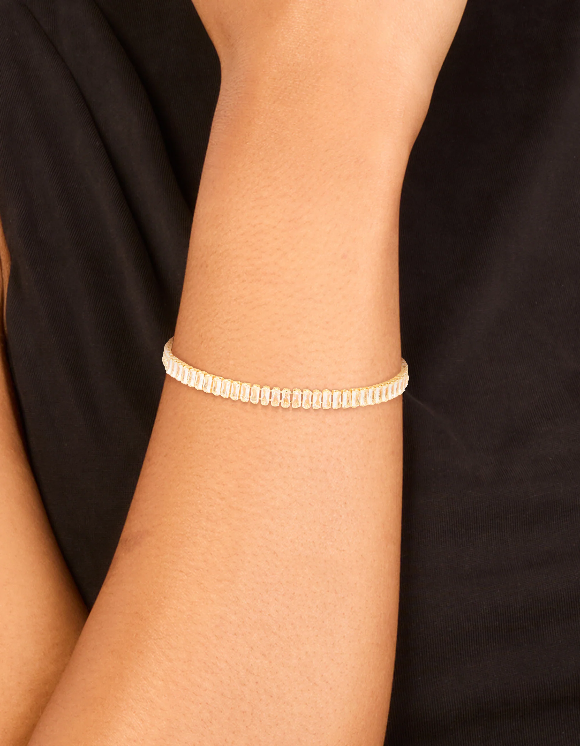 Gold Plated Cubic Zirconia Elegant Tennis Bracelet - Image 2