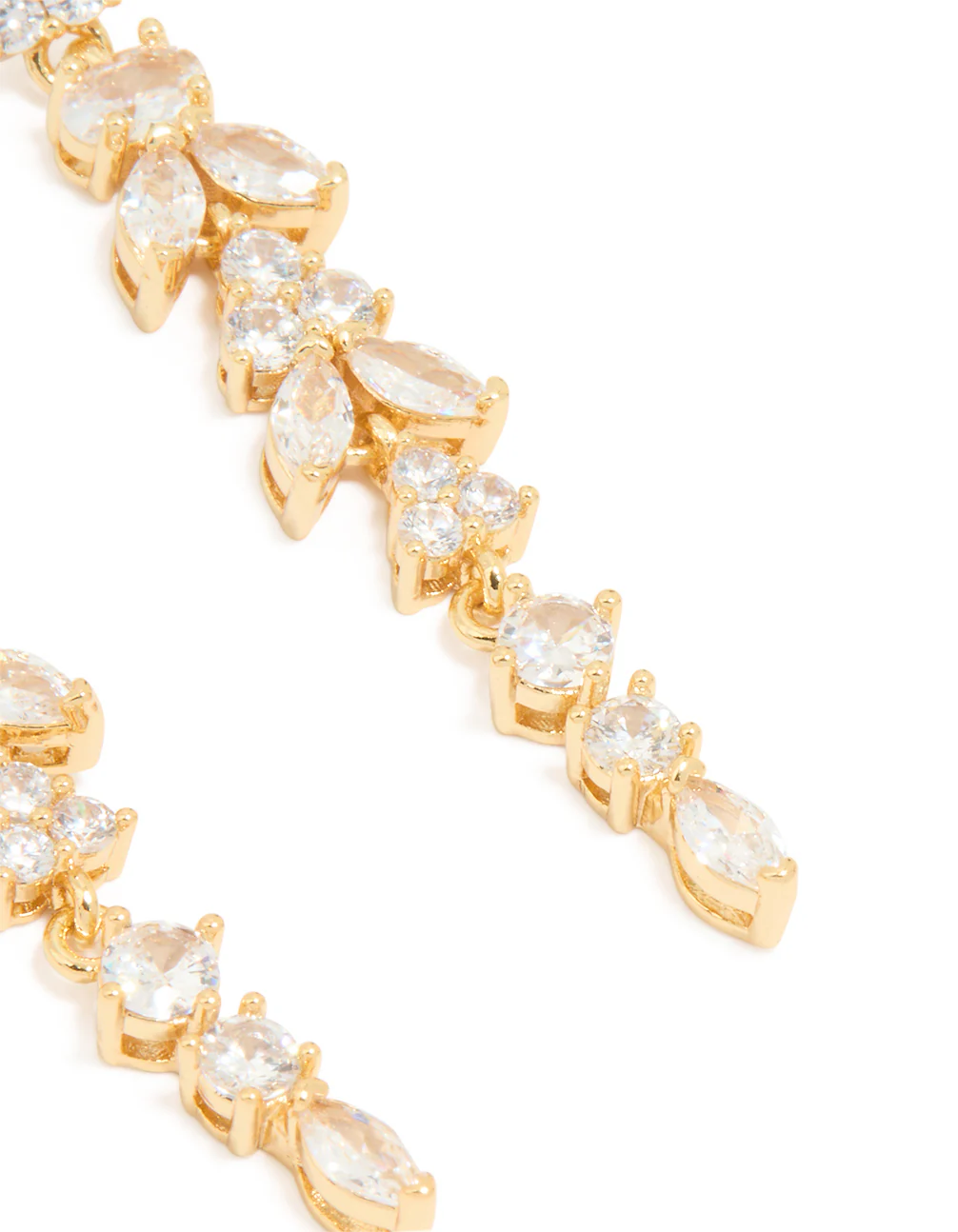 Gold Plated Cubic Zirconia Elongated Vine Drop Earrings - Image 3