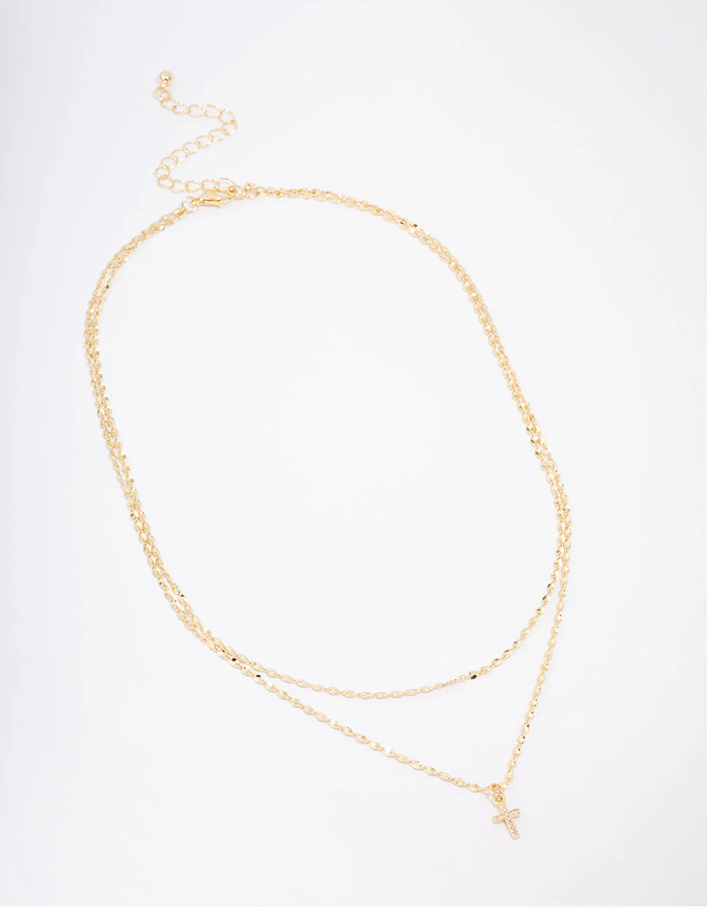 Gold Plated Cubic Zirconia Fine Cross Layered Necklace - Image 2