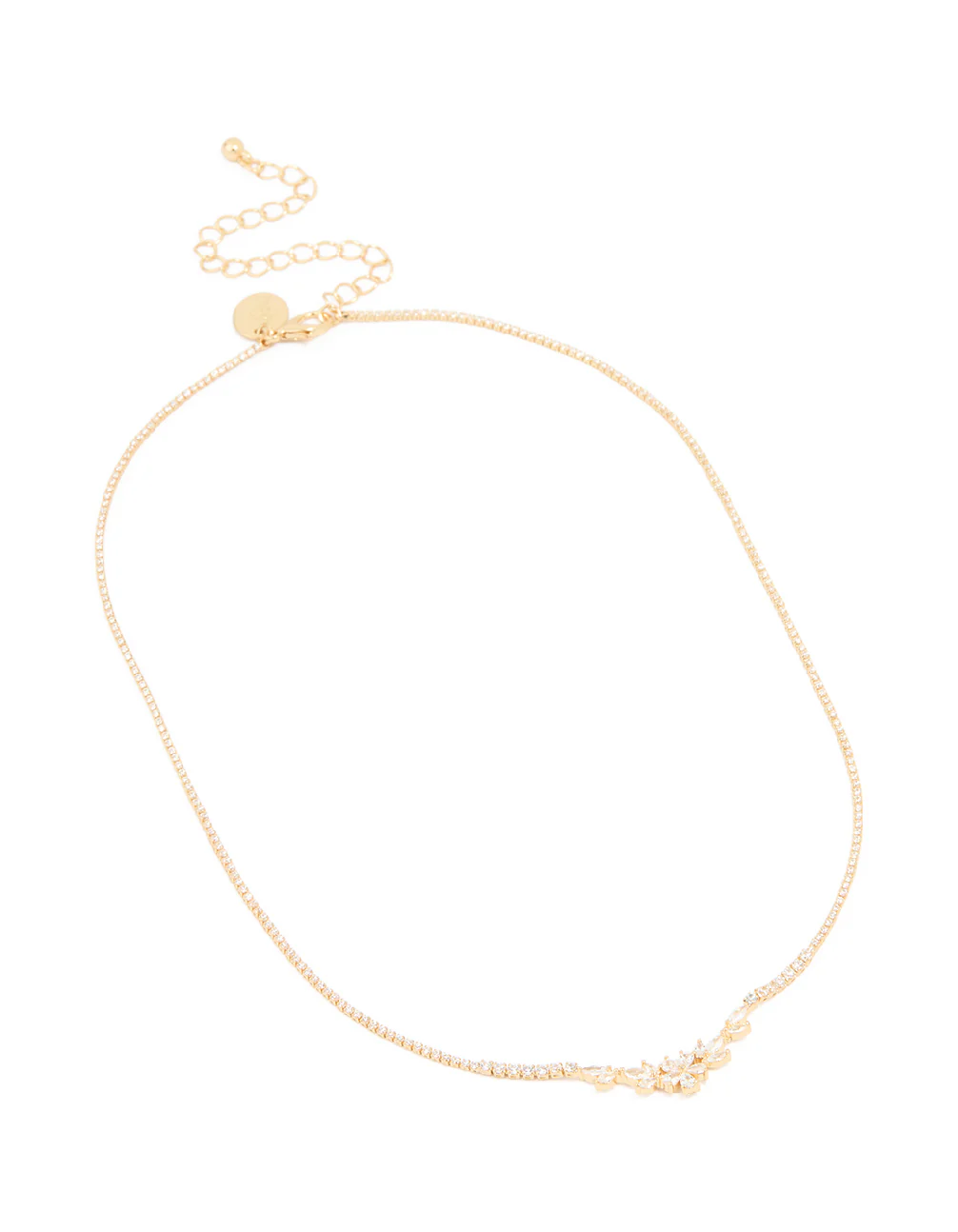 Gold Plated Cubic Zirconia Flower Cup Chain Necklace - Image 2