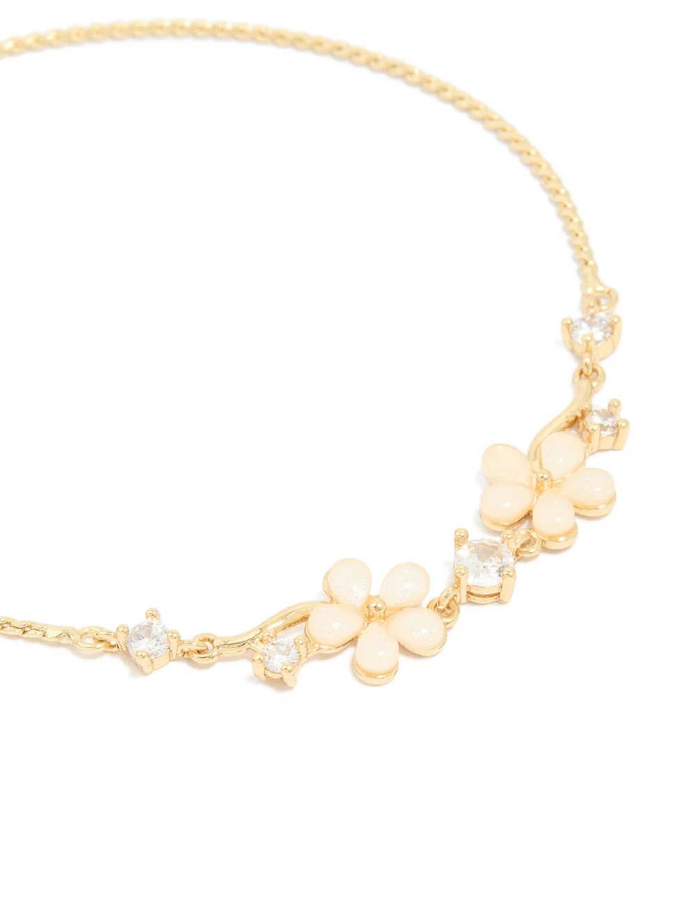 Gold Plated Cubic Zirconia Flower Detail Toggle Bracelet - Image 4