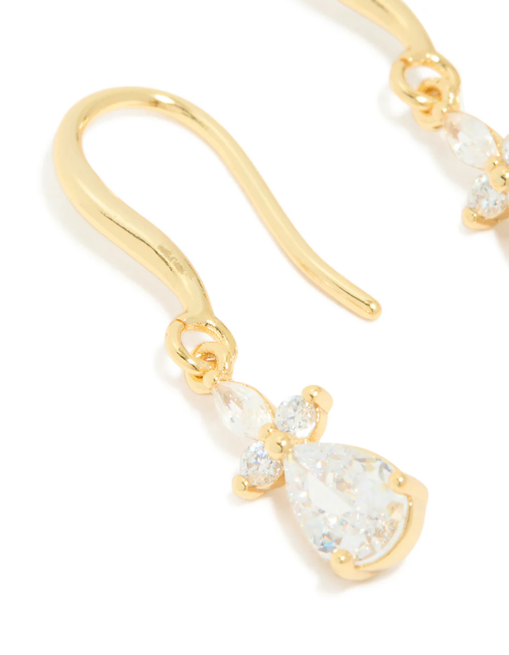 Gold Plated Cubic Zirconia Flower Hook Earrings - Image 3