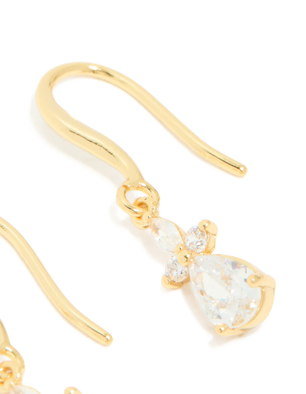 Gold Plated Cubic Zirconia Flower Hook Earrings - Image 4