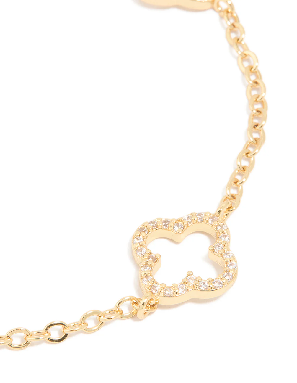 Gold Plated Cubic Zirconia Flower Outline Bracelet - Image 2