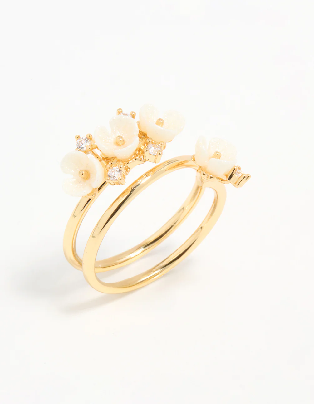 Gold Plated Cubic Zirconia Flower Wrap Ring - Image 2