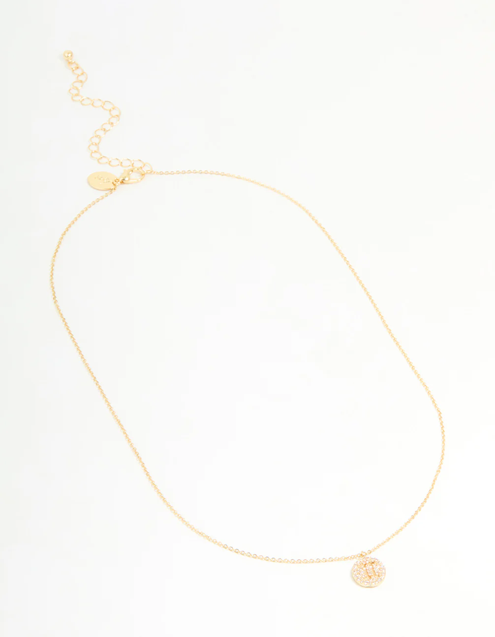 Gold Plated Cubic Zirconia Gemini Circle Necklace - Image 2