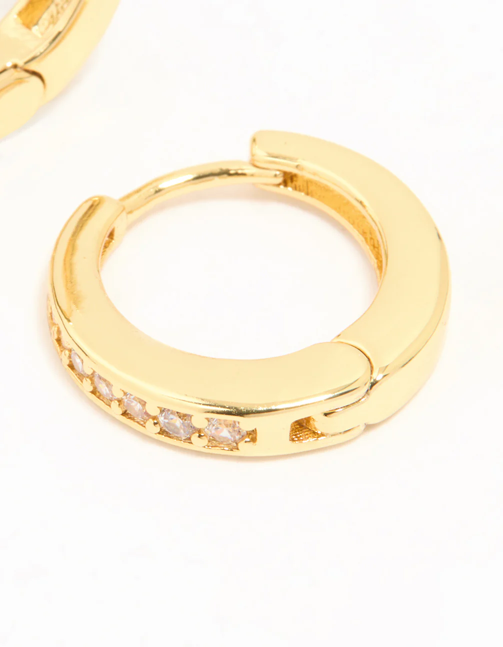 Gold Plated Cubic Zirconia Graduated Huggie Hoop Earrings - Image 5
