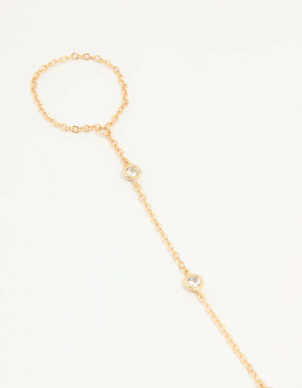 Gold Plated Cubic Zirconia Hand Chain Bracelet - Image 2