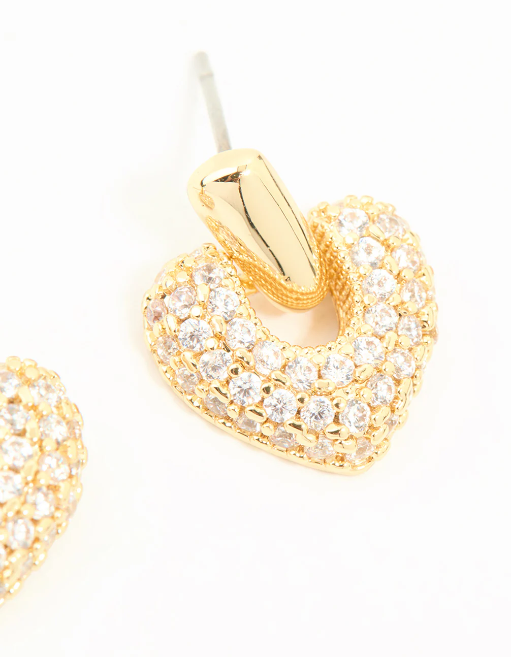 Gold Plated Cubic Zirconia Heart Drop Earrings - Image 5