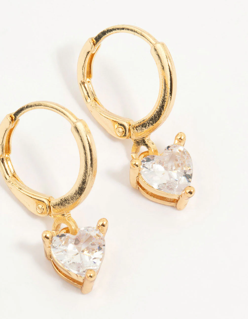 Gold Plated Cubic Zirconia Heart Earrings 3-Pack - Image 3