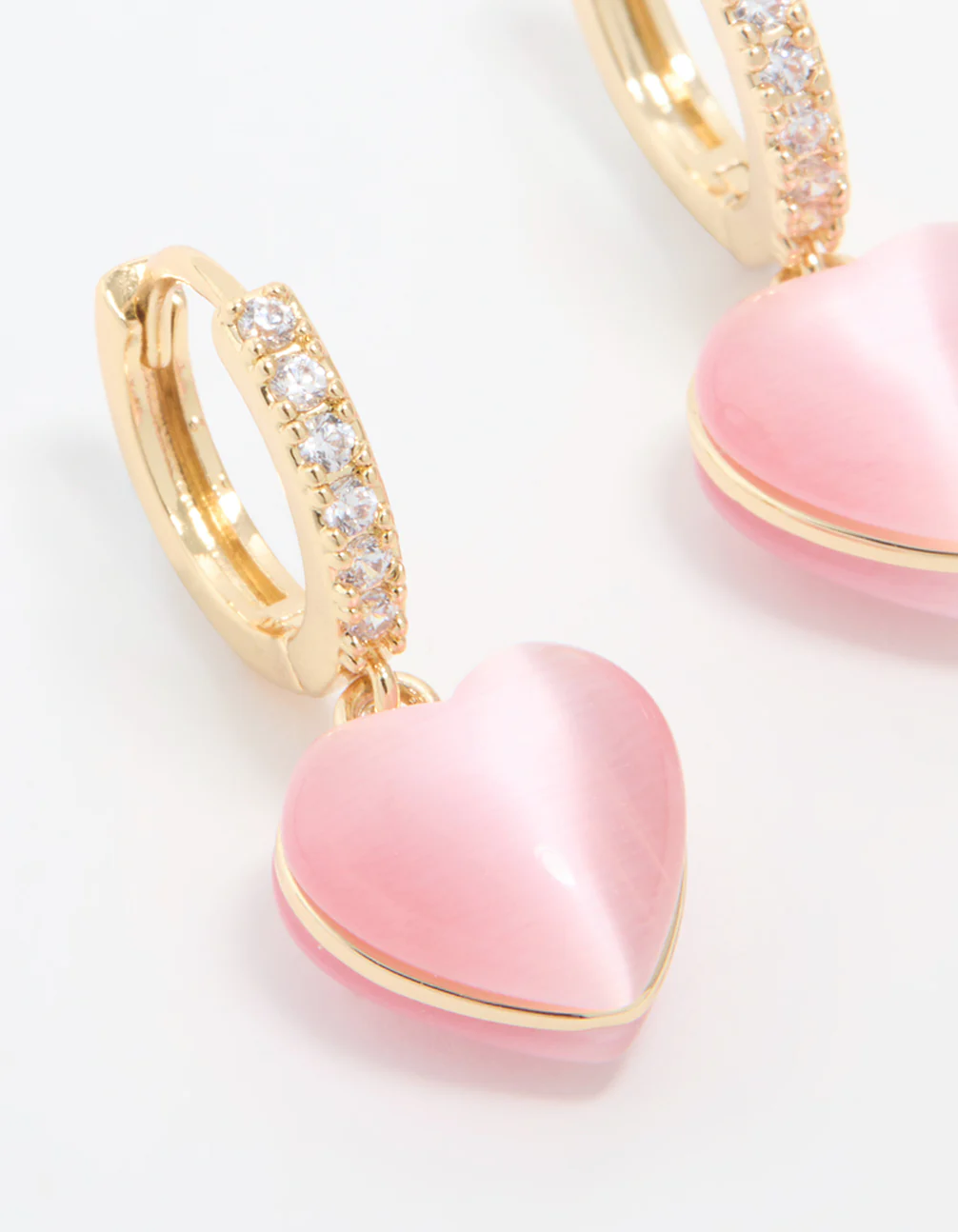 Gold Plated Cubic Zirconia Heart Hoop Earrings - Image 4