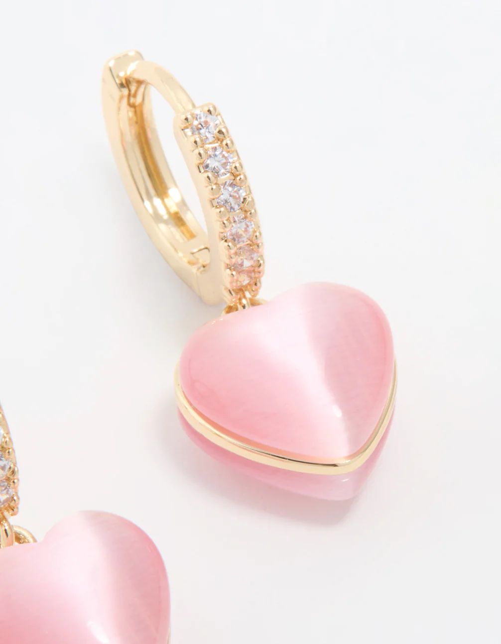Gold Plated Cubic Zirconia Heart Hoop Earrings - Image 5