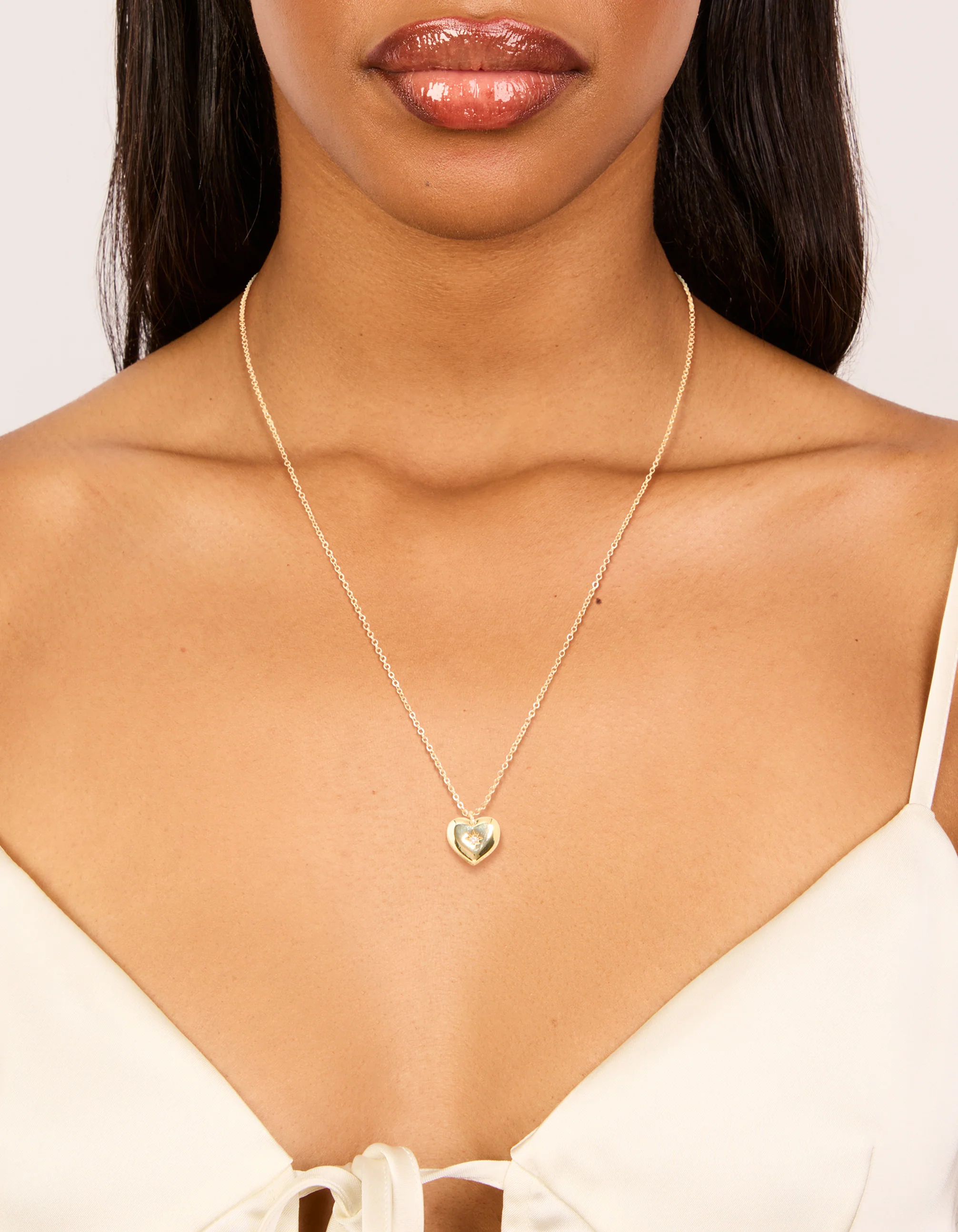 Gold Plated Cubic Zirconia Heart Locket Necklace - Image 2