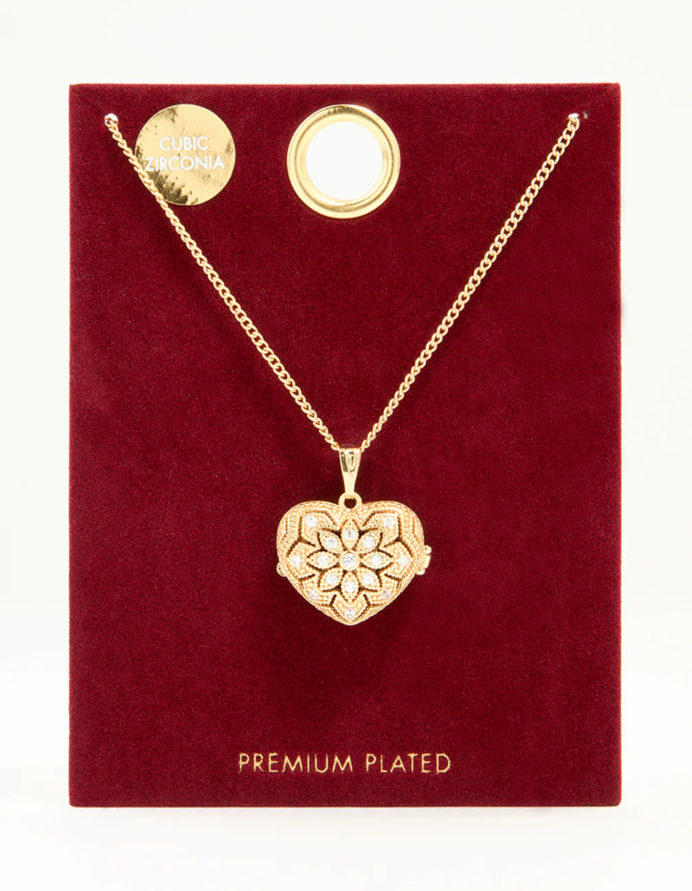 Gold Plated Cubic Zirconia Heart Locket Pendant Necklace - Image 4
