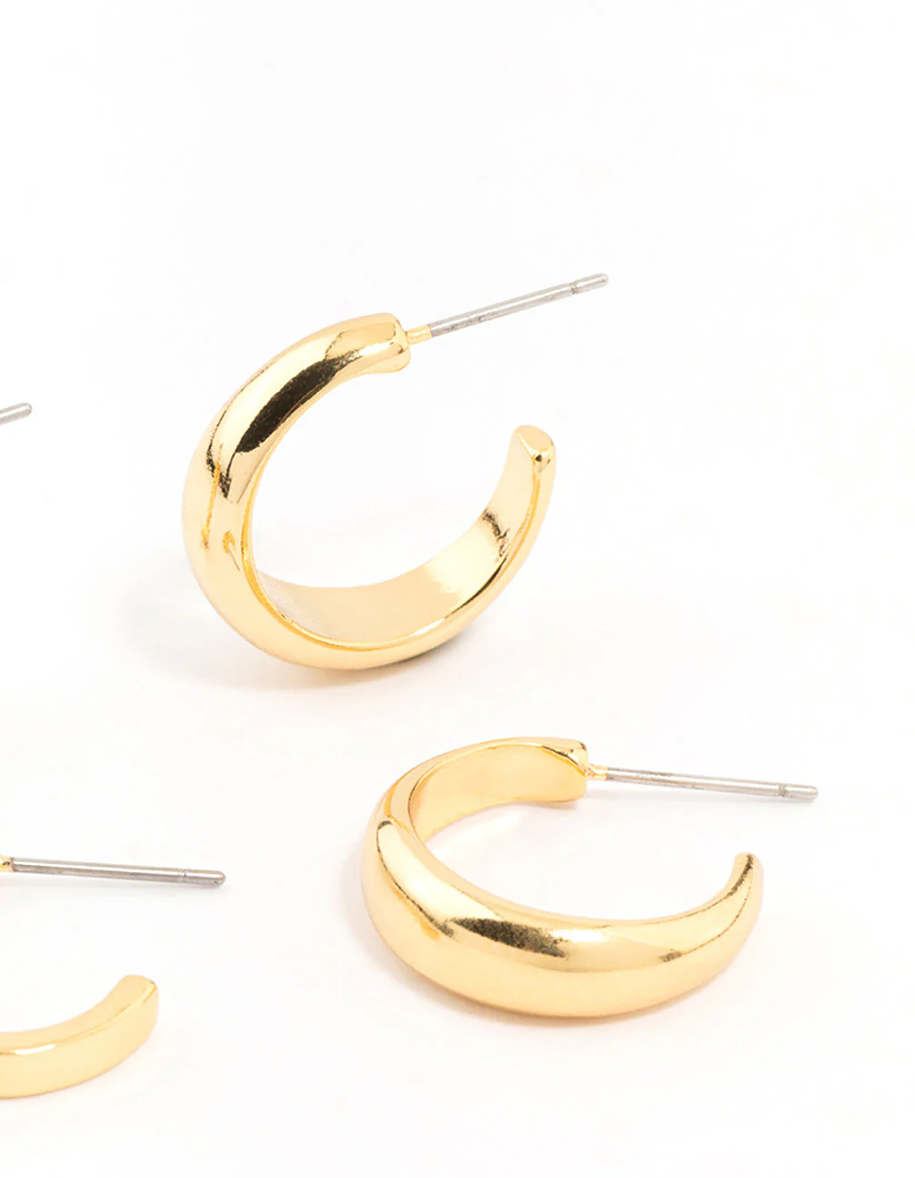 Gold Plated Cubic Zirconia Hoop Earrings 2-Pack - Image 3