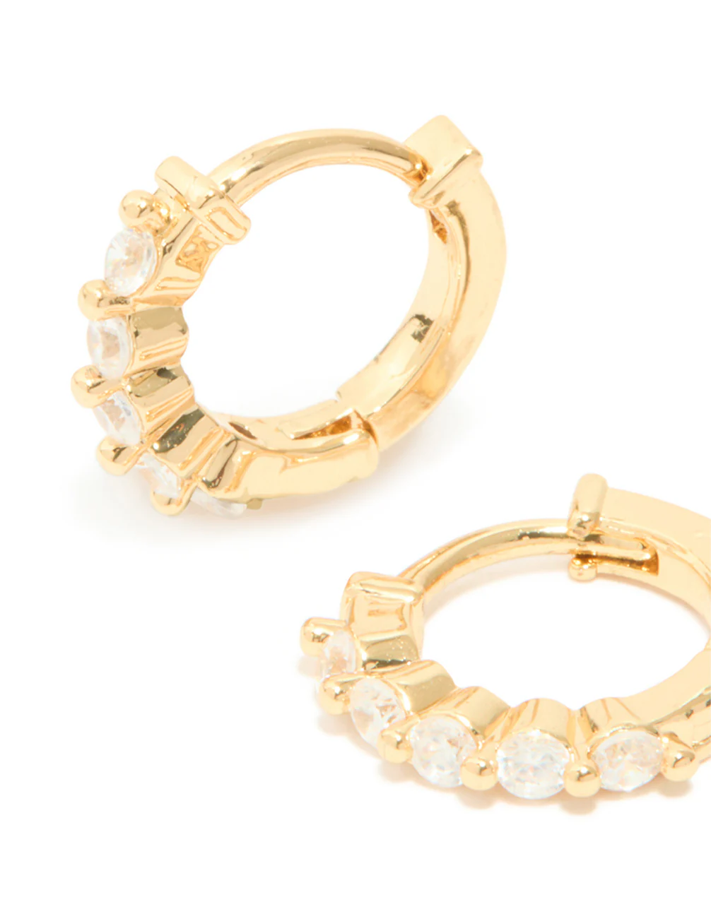 Gold Plated Cubic Zirconia Hugge Earrings - Image 2