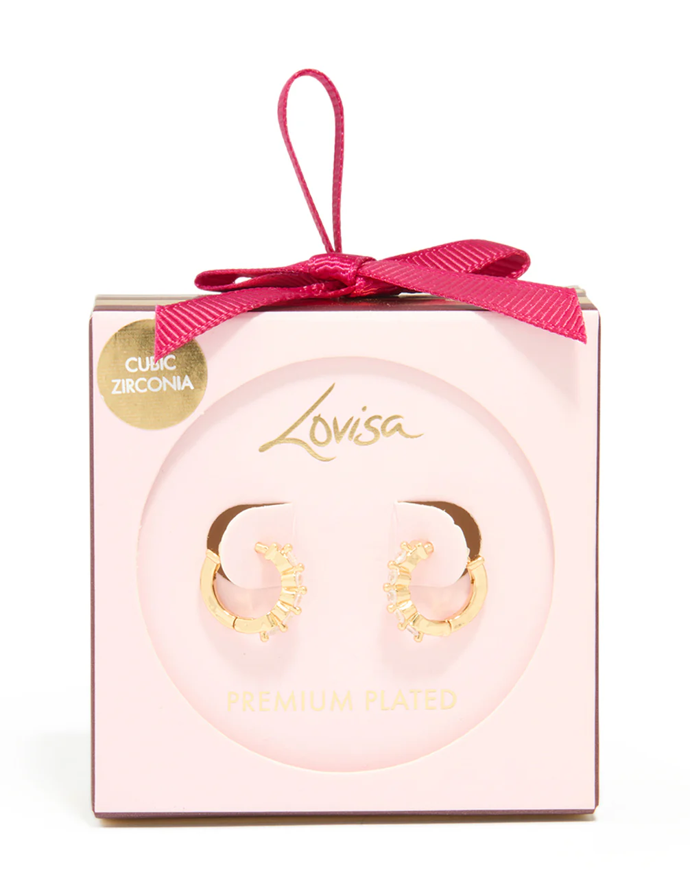 Gold Plated Cubic Zirconia Hugge Earrings - Image 3