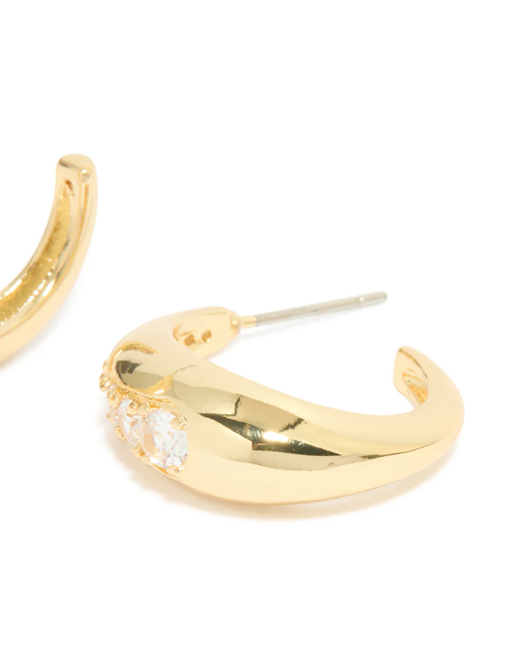 Gold Plated Cubic Zirconia Inlay Graduated Hoop Earrings - Image 5