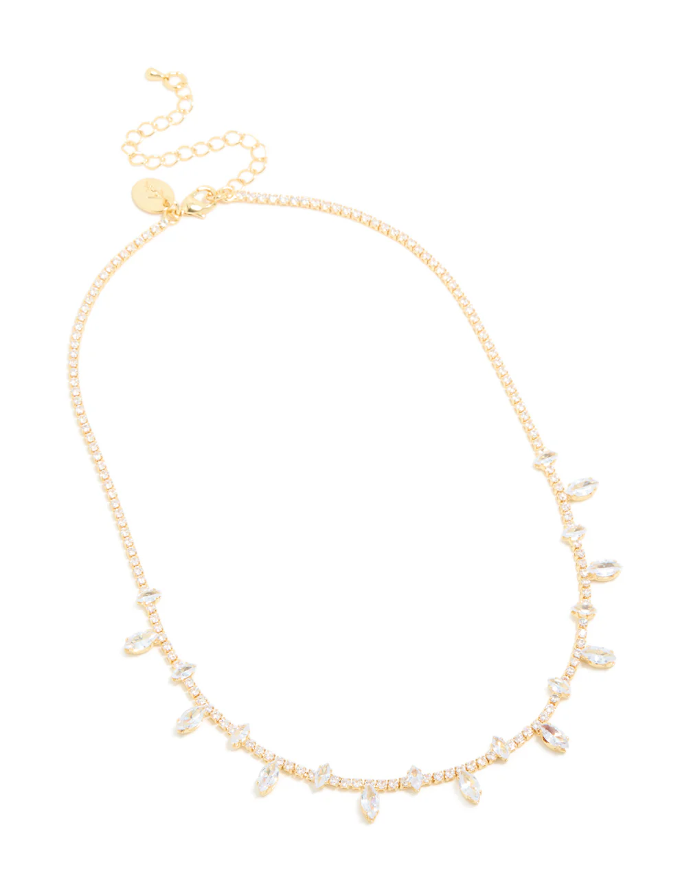 Gold Plated Cubic Zirconia Large Marquise Droplets Necklace - Image 4