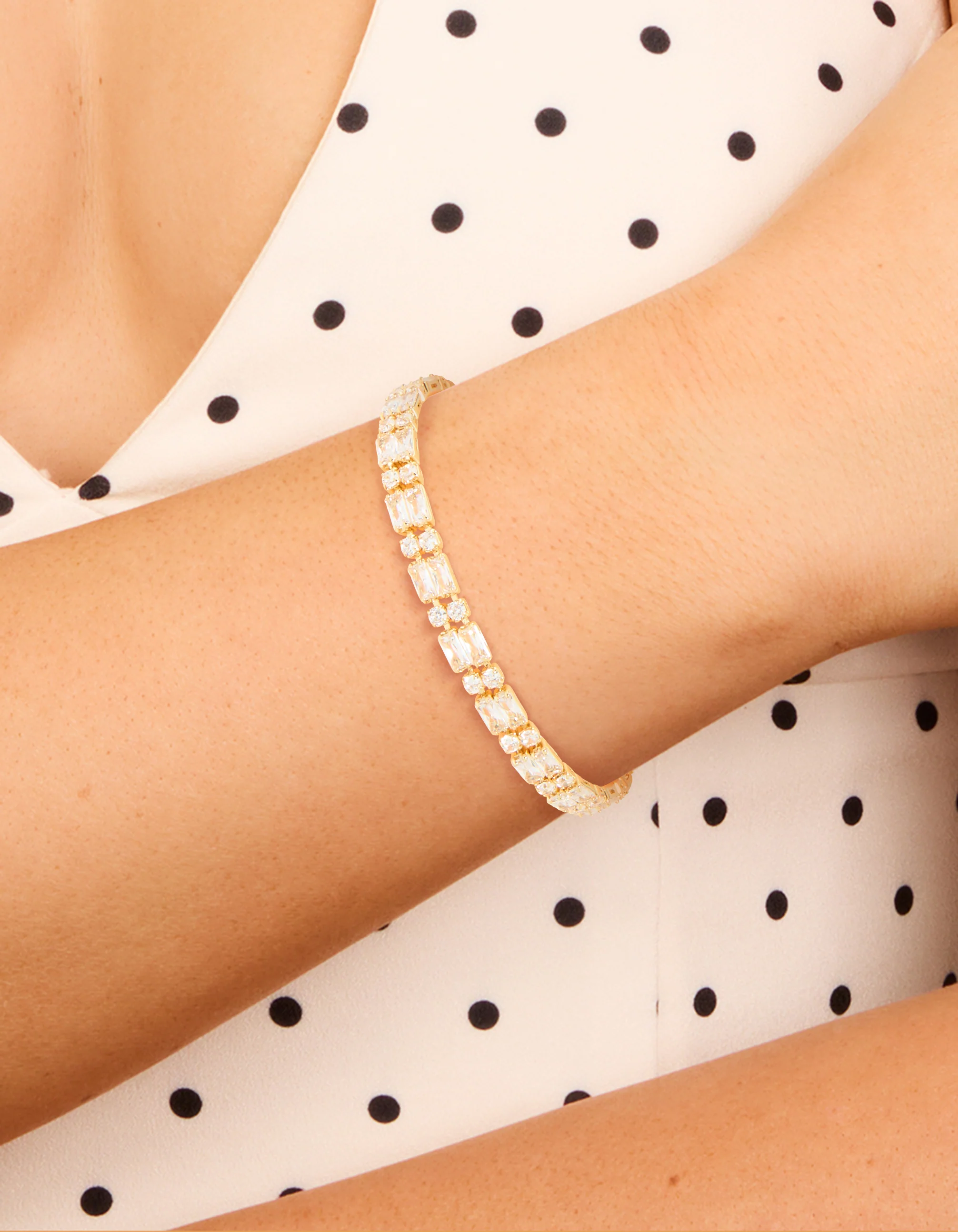 Gold Plated Cubic Zirconia Layered Bracelet - Image 2