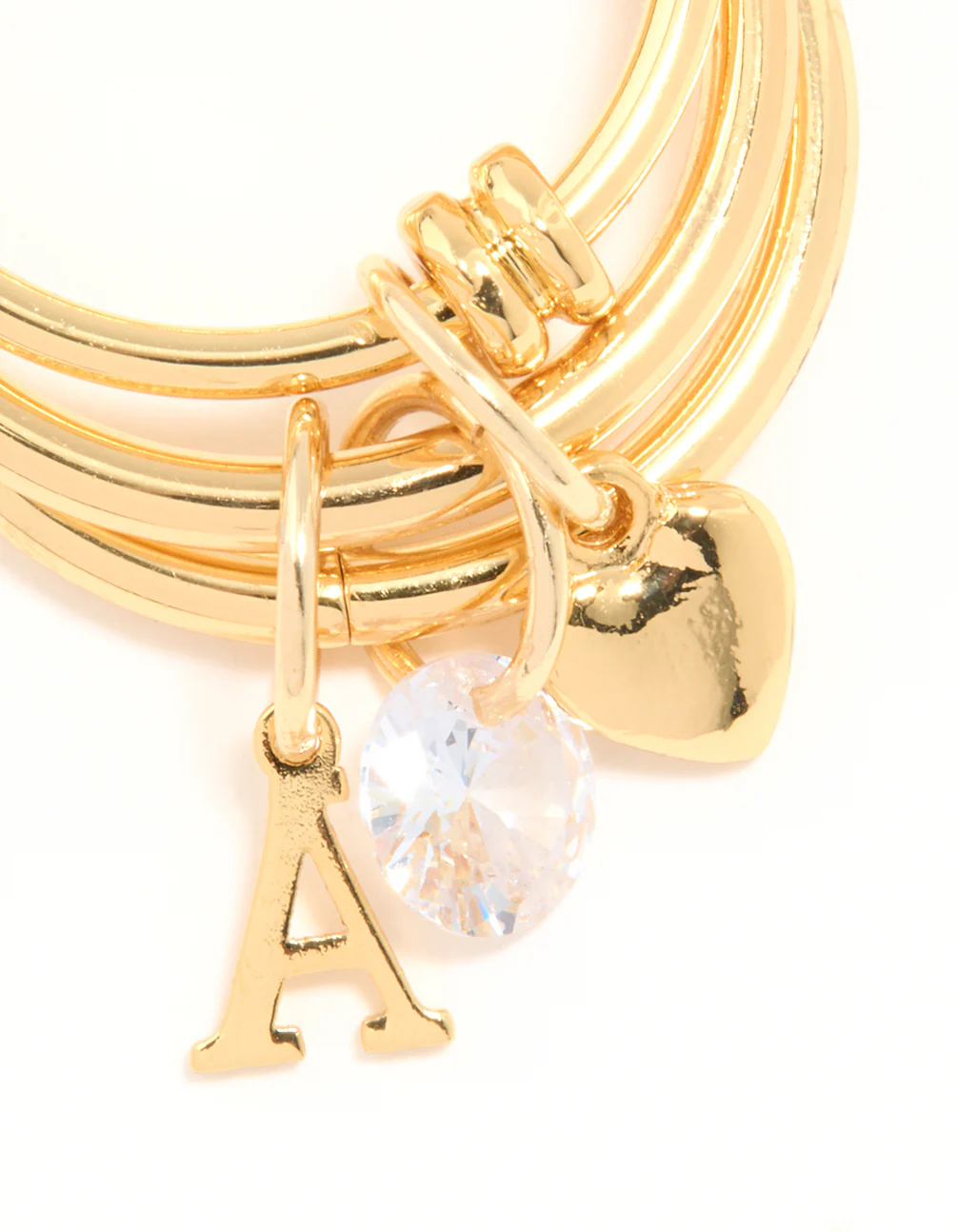 Gold Cubic Zirconia Letter A Charm Ring - Image 2