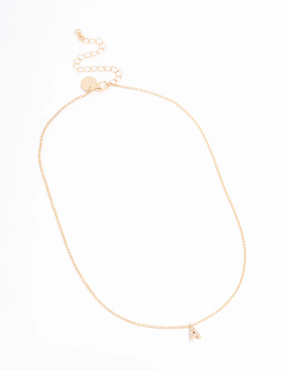 Gold Plated Cubic Zirconia Letter A Necklace - Image 2