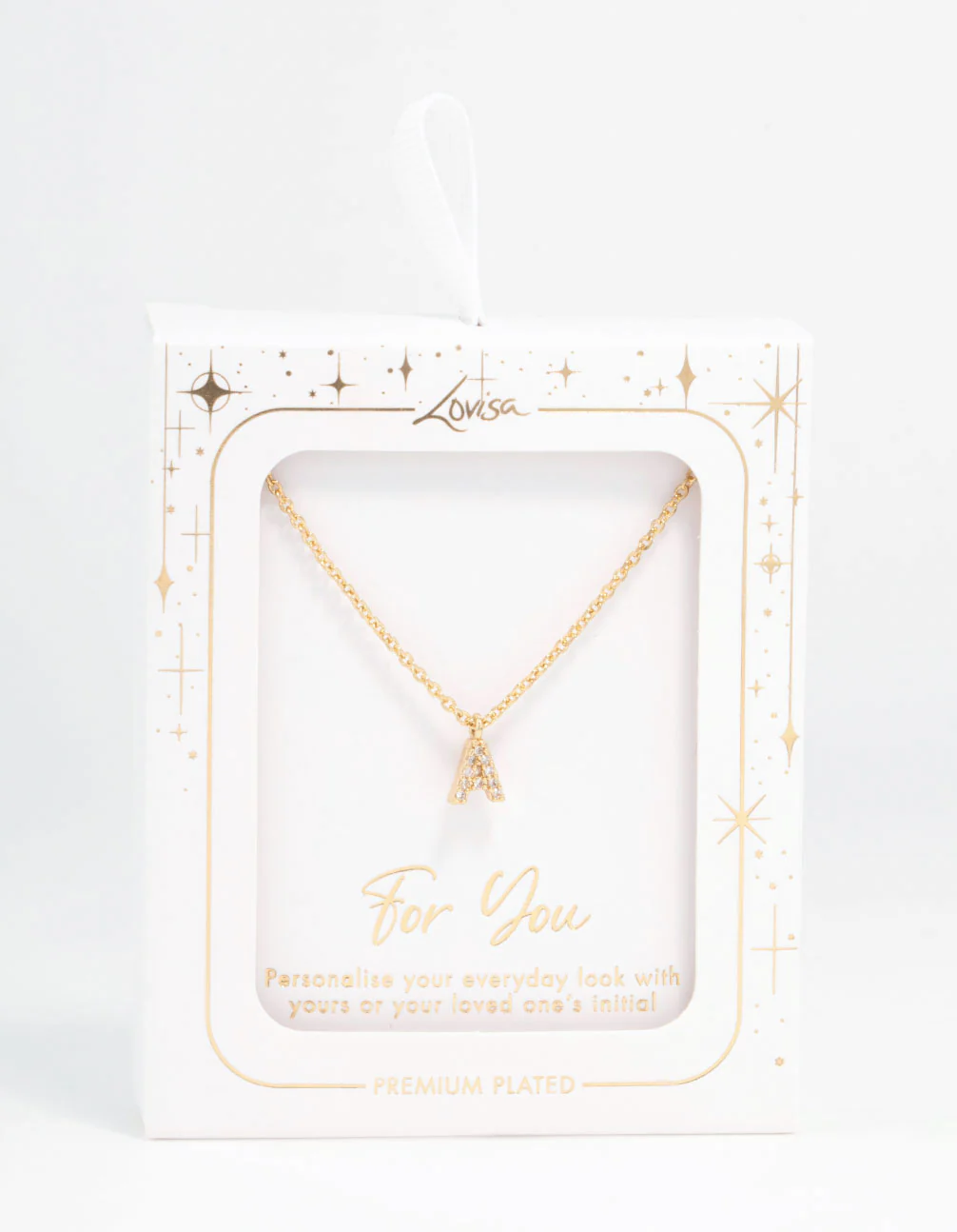 Gold Plated Cubic Zirconia Letter A Necklace - Image 3