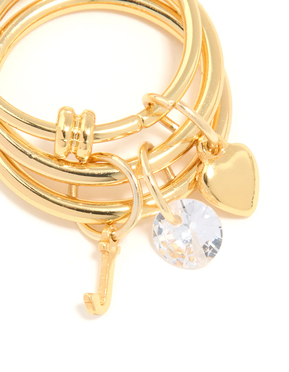Gold Plated Cubic Zirconia Letter J Charm Ring - Image 2