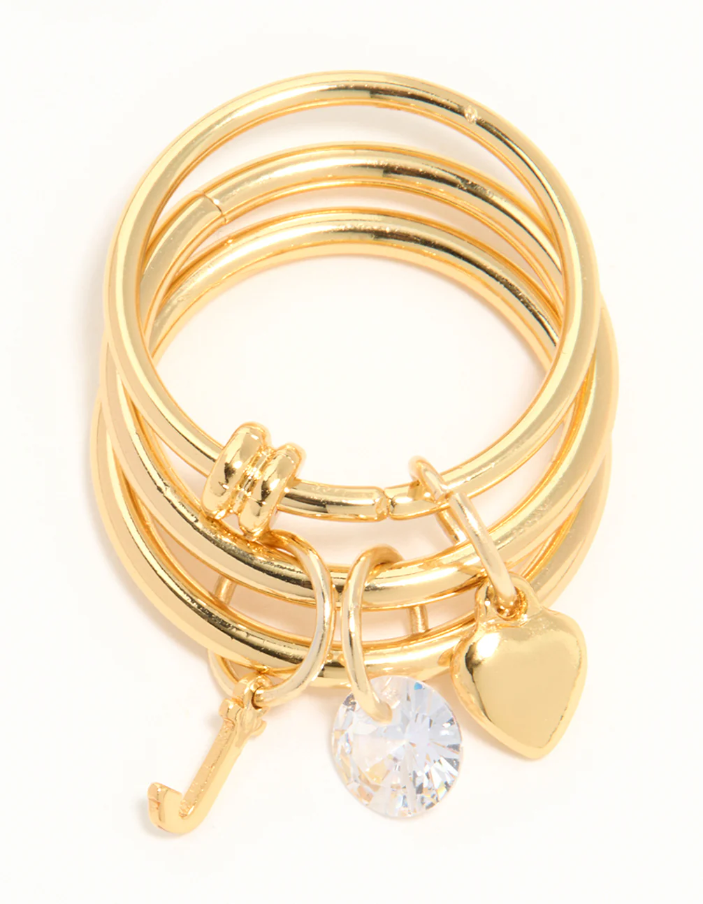 Gold Plated Cubic Zirconia Letter J Charm Ring - Image 3