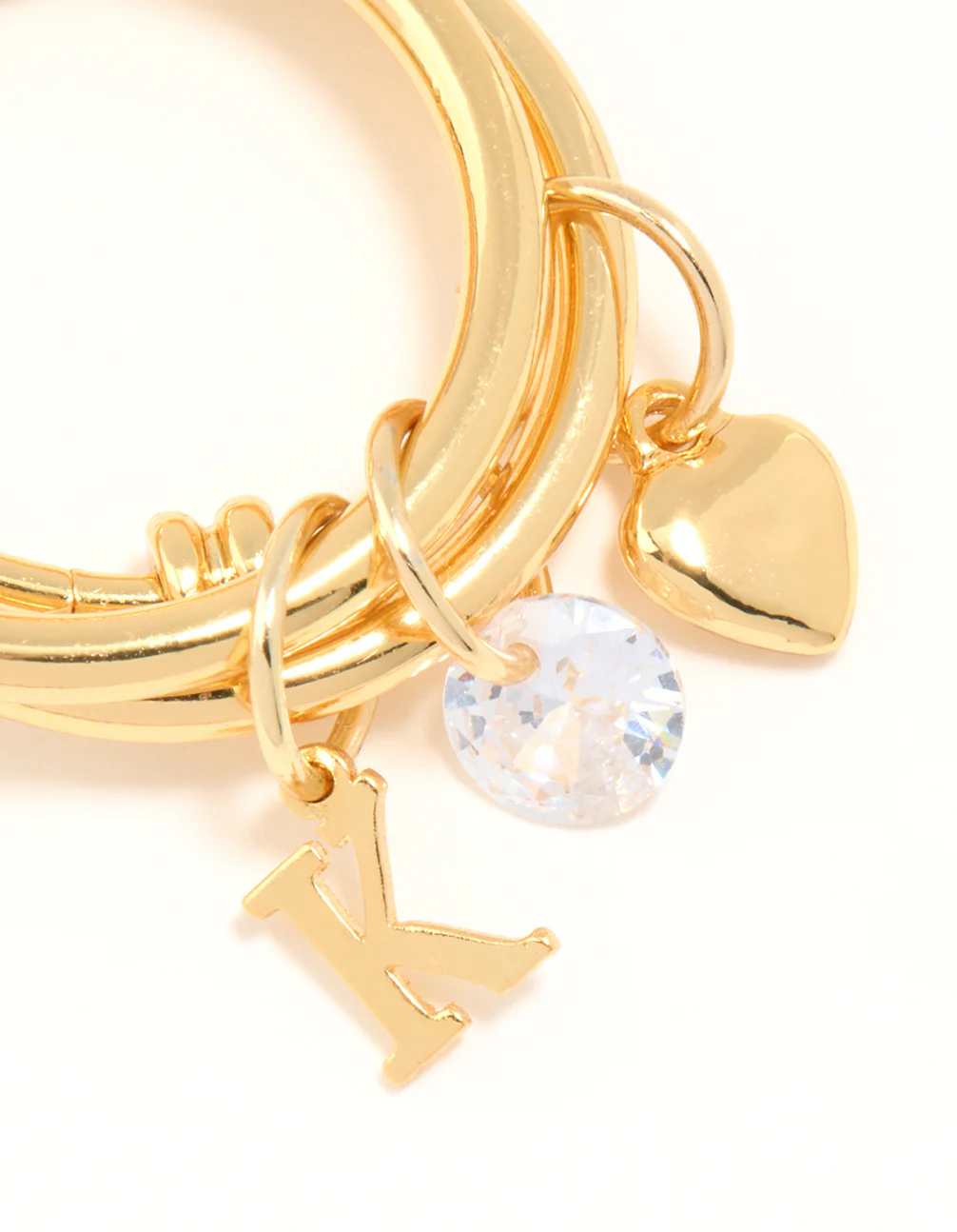 Gold Cubic Zirconia Letter K Charm Ring - Image 2