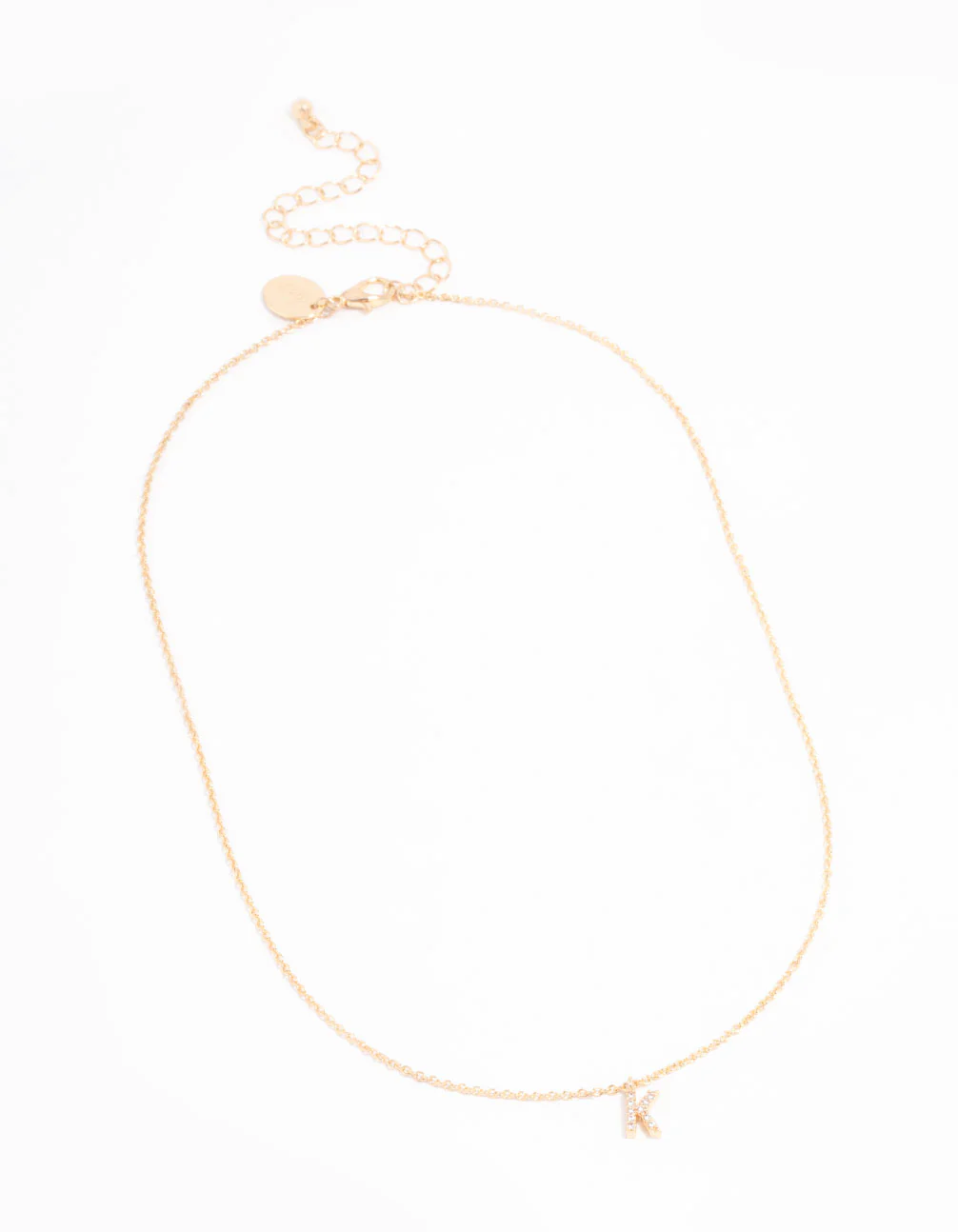 Gold Plated Cubic Zirconia Letter K Necklace - Image 2