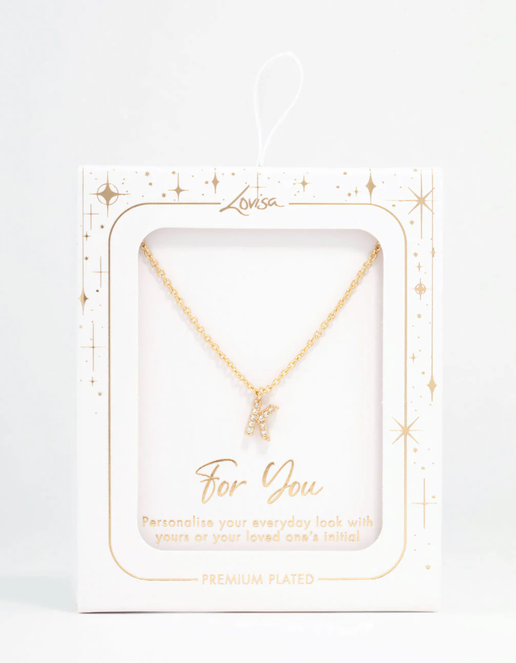 Gold Plated Cubic Zirconia Letter K Necklace - Image 3