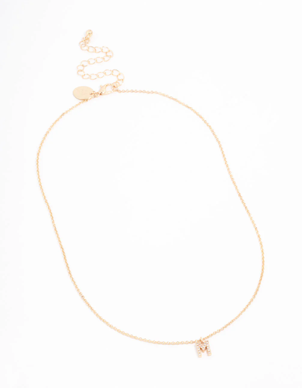 Gold Plated Cubic Zirconia Letter M  Necklace - Image 2
