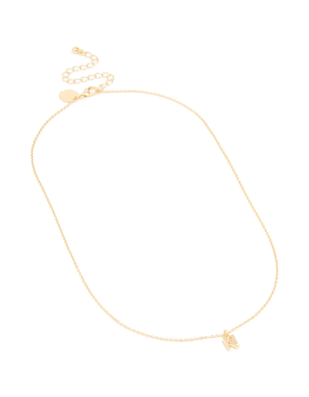 Gold Plated Cubic Zirconia Letter N Necklace - Image 3
