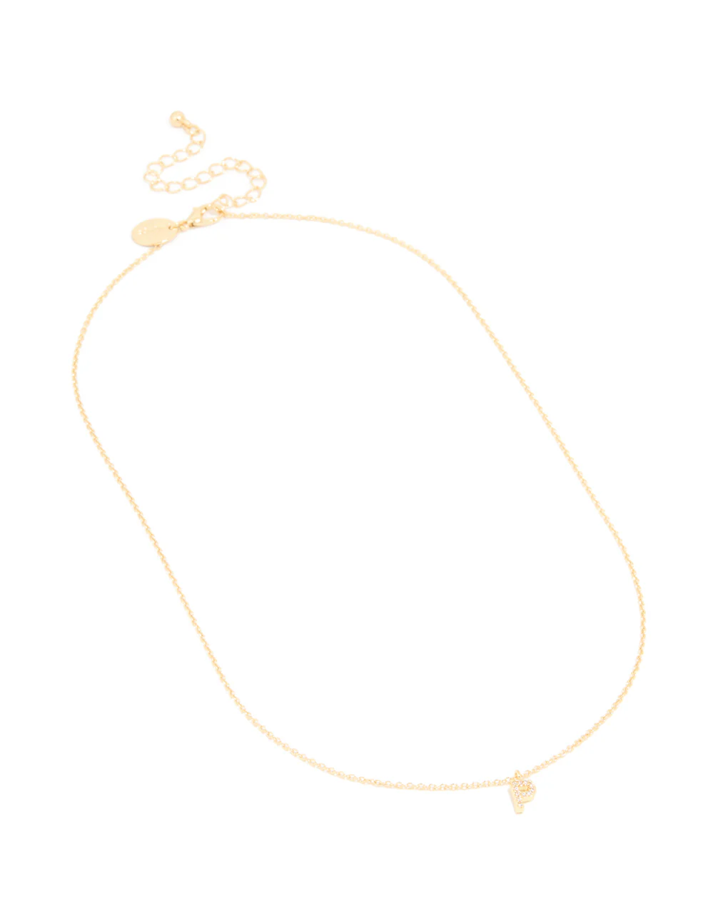 Gold Plated Cubic Zirconia Letter P Necklace - Image 3
