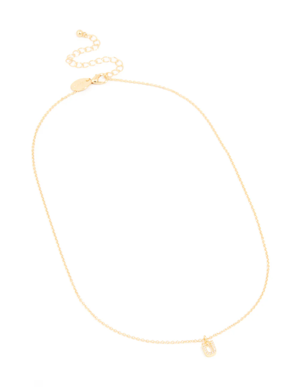 Gold Plated Cubic Zirconia Letter U Necklace - Image 3