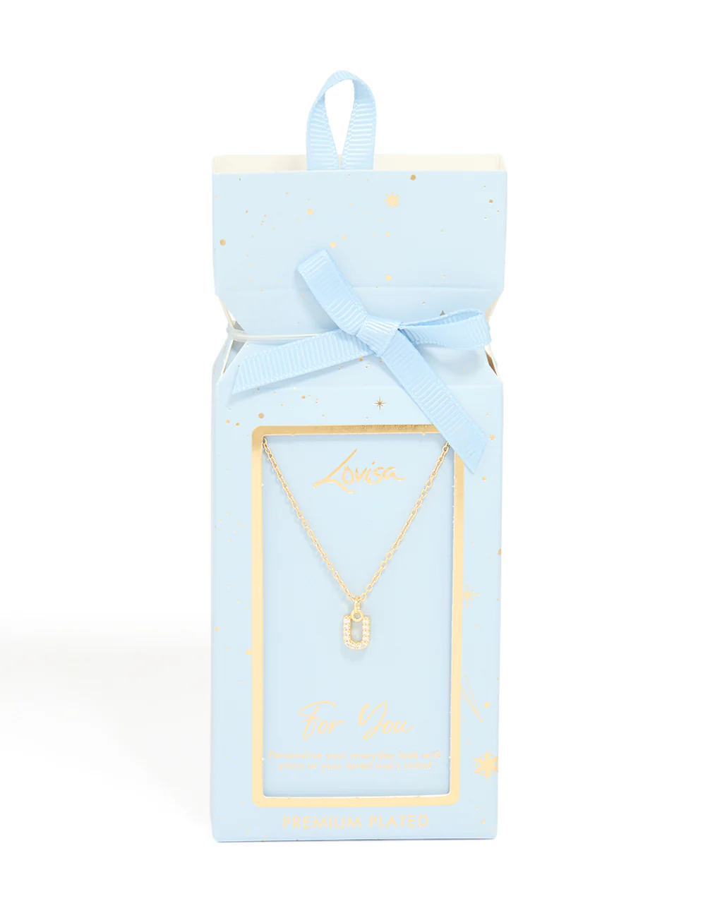 Gold Plated Cubic Zirconia Letter U Necklace - Image 5