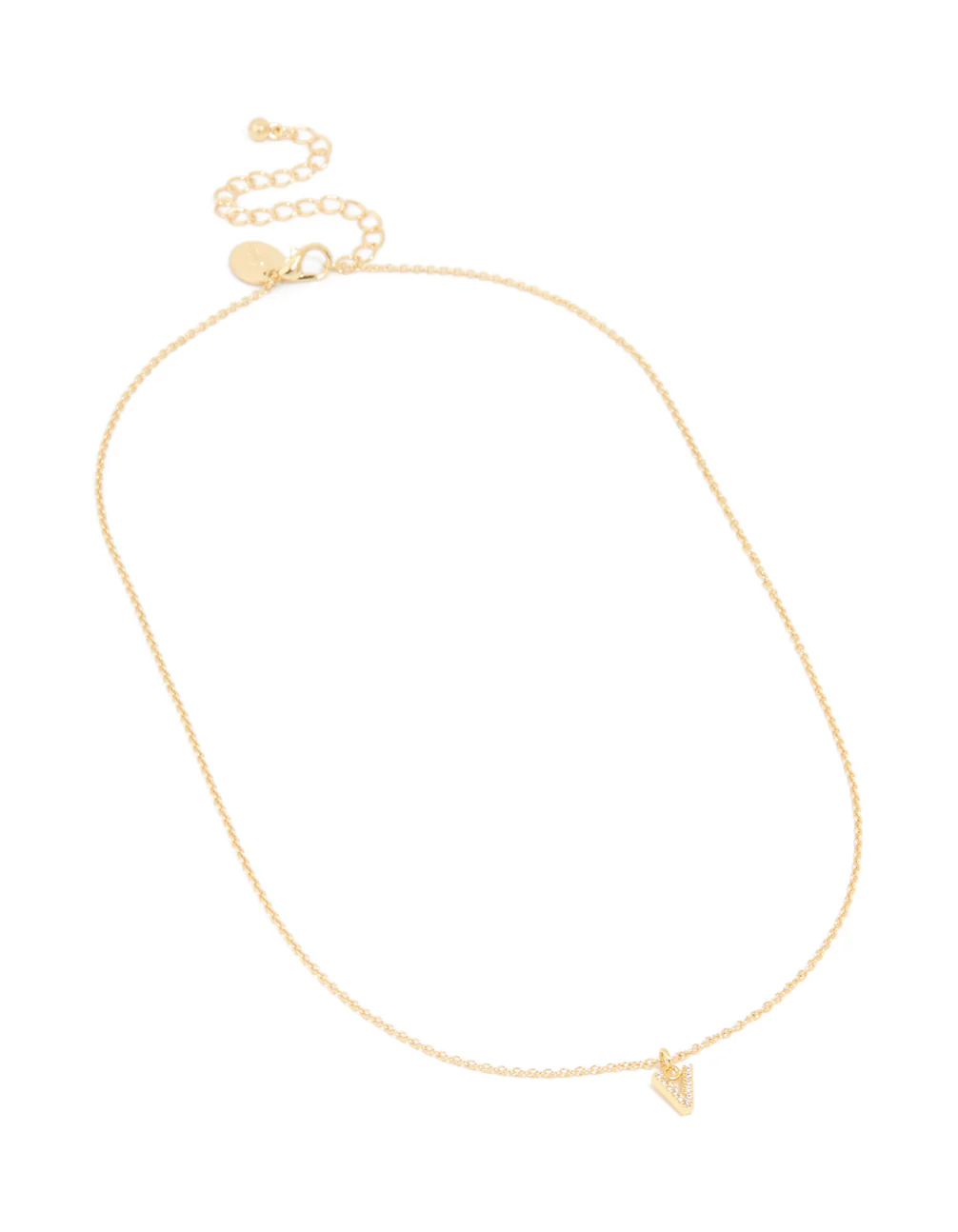 Gold Plated Cubic Zirconia Letter V Necklace - Image 3
