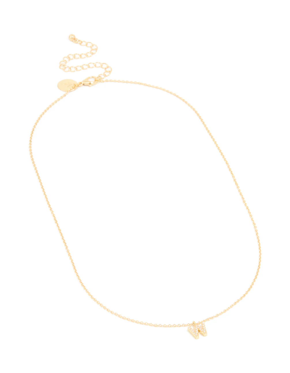 Gold Plated Cubic Zirconia Letter W Necklace - Image 3