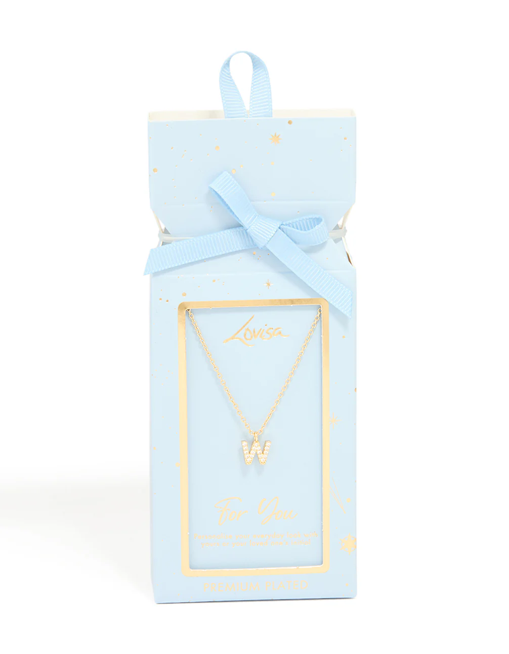 Gold Plated Cubic Zirconia Letter W Necklace - Image 5