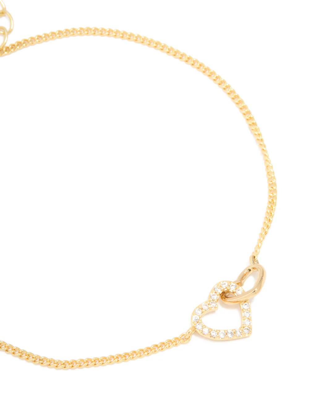 Gold Plated Cubic Zirconia Link Heart Bracelet - Image 4